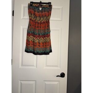Angie Boho Style Strapless Dress Small Geometric Print
